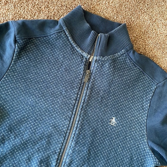 - Penguin peacock dusty green zip front mockneck sweatshirt size M - Picture 2 of 8